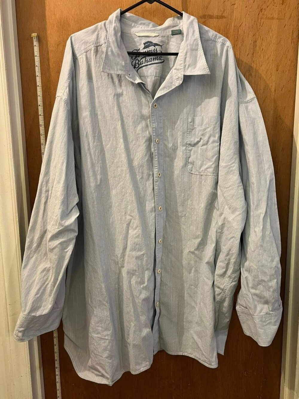 🐻Size 5XB - Tommy Bahamas - Men's Blue Stripe Long-Sleeve Button-Down